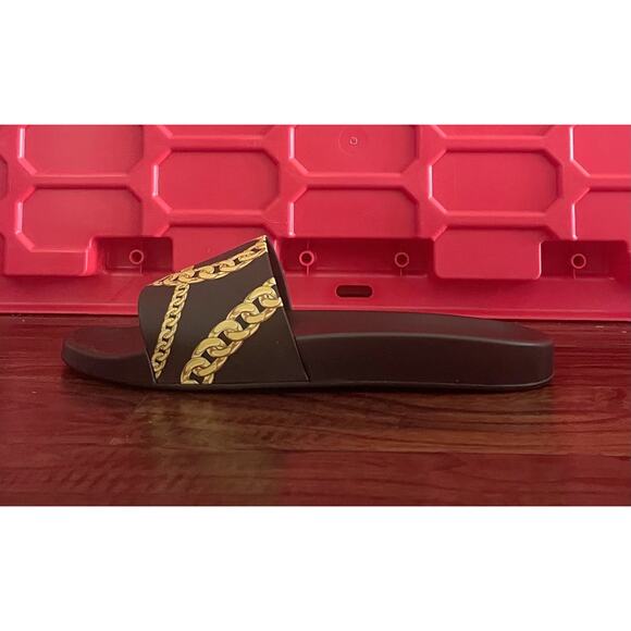 NIB Versace La Greca Chain Slide Sandal Black Slides Rubber Shoes Size 47/13 main image 7